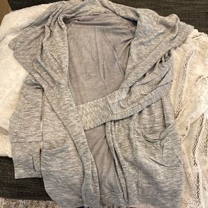 Athleta cardigan (mid thigh) with magnetic cowl neck and pockets- gray- XS